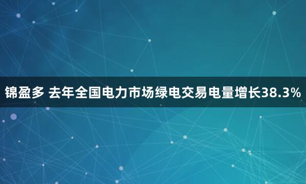 锦盈多 去年全国电力市场绿电交易电量增长38.3%